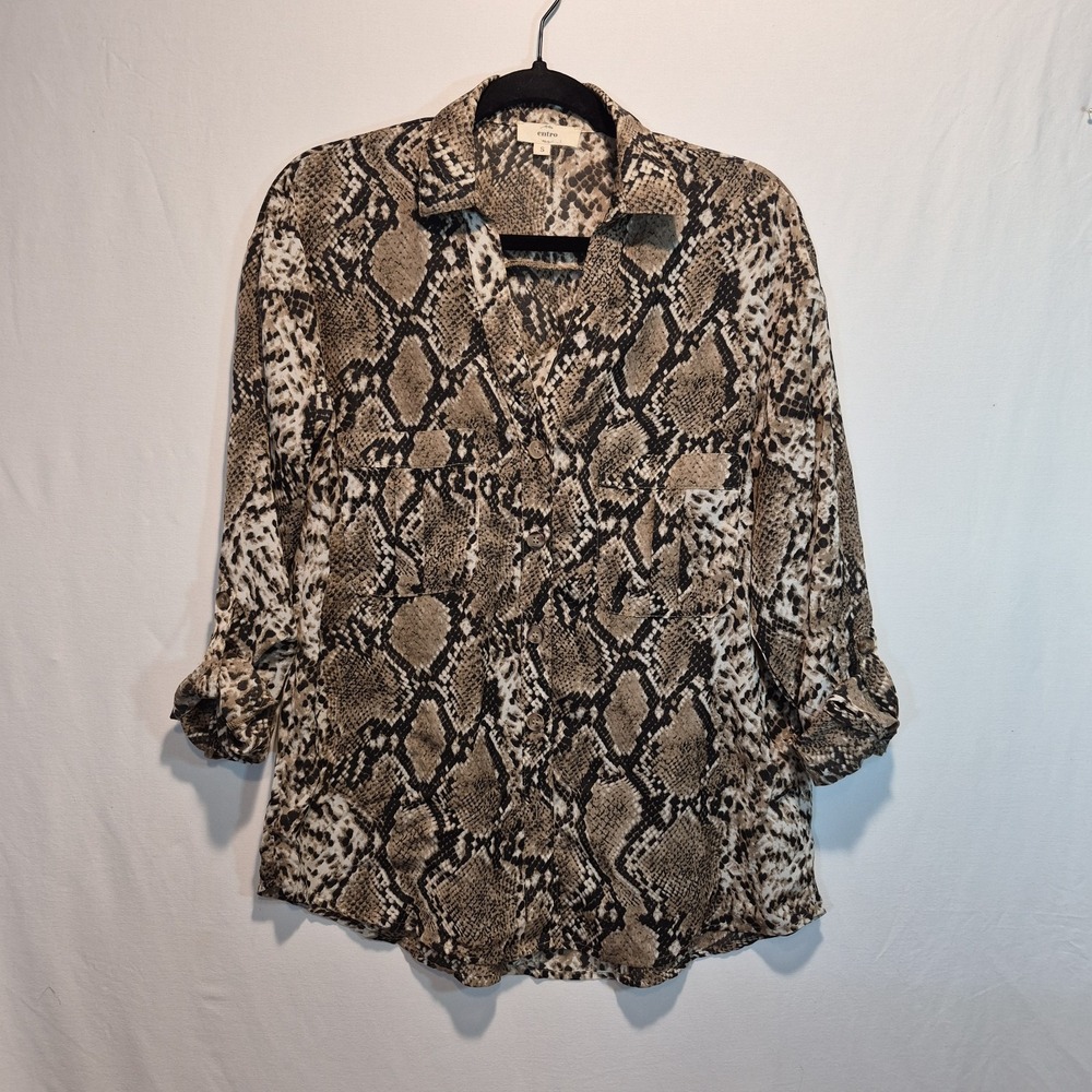 Entro Snakeskin Print  Shirt Womens Sm Retro 90s Mod Wife Indie Sleaze Wild Side